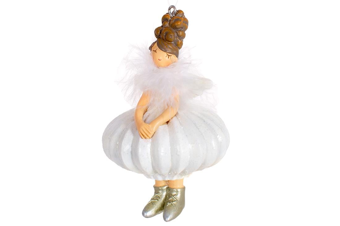 Фигурка новогодняя подвесная BonaDi Девочка-ангел в платье Белый (831-412)