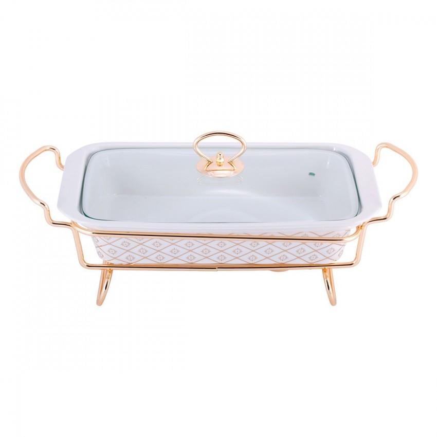 Мармит керамический Kamille KM 6416 со стеклянной крышкой 1,3 л (1579306734)