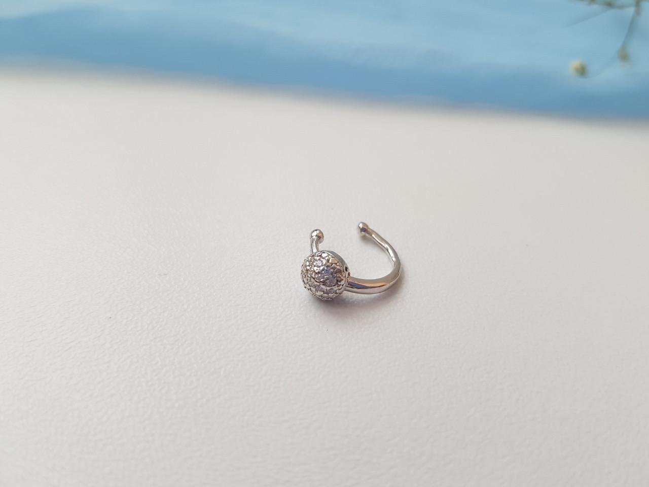 Серьга Шарик с белыми камнями серебро 925 пробы (563р)