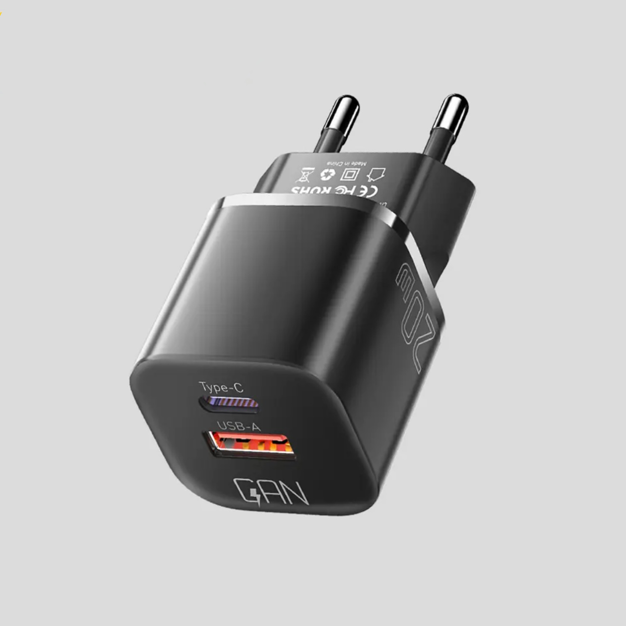 Блок питания Essager GaN QC 3.0 PD 3.0 USB A/Type C 20W (2393234876)
