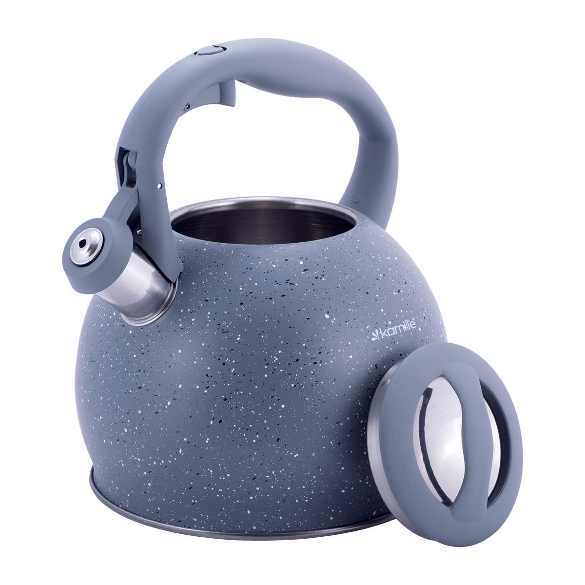 Чайник Kamille KM-1074 з нержавіючої сталі зі свистком і ручкою soft-touch 3 л Сірий (1714623728) - фото 4 Чайник Kamille KM-1074 з нержавіючої сталі зі свистком і ручкою soft-touch 3 л Сірий (1714623728) - фото 4