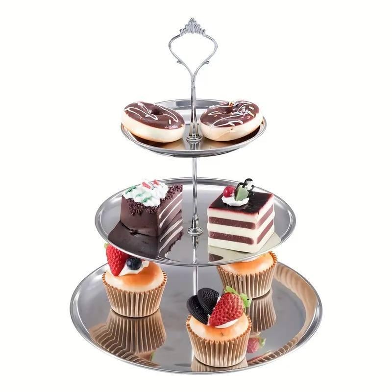 Підставка для святкового сервірування 3-ярусна Срібний (2435997344) - фото 2