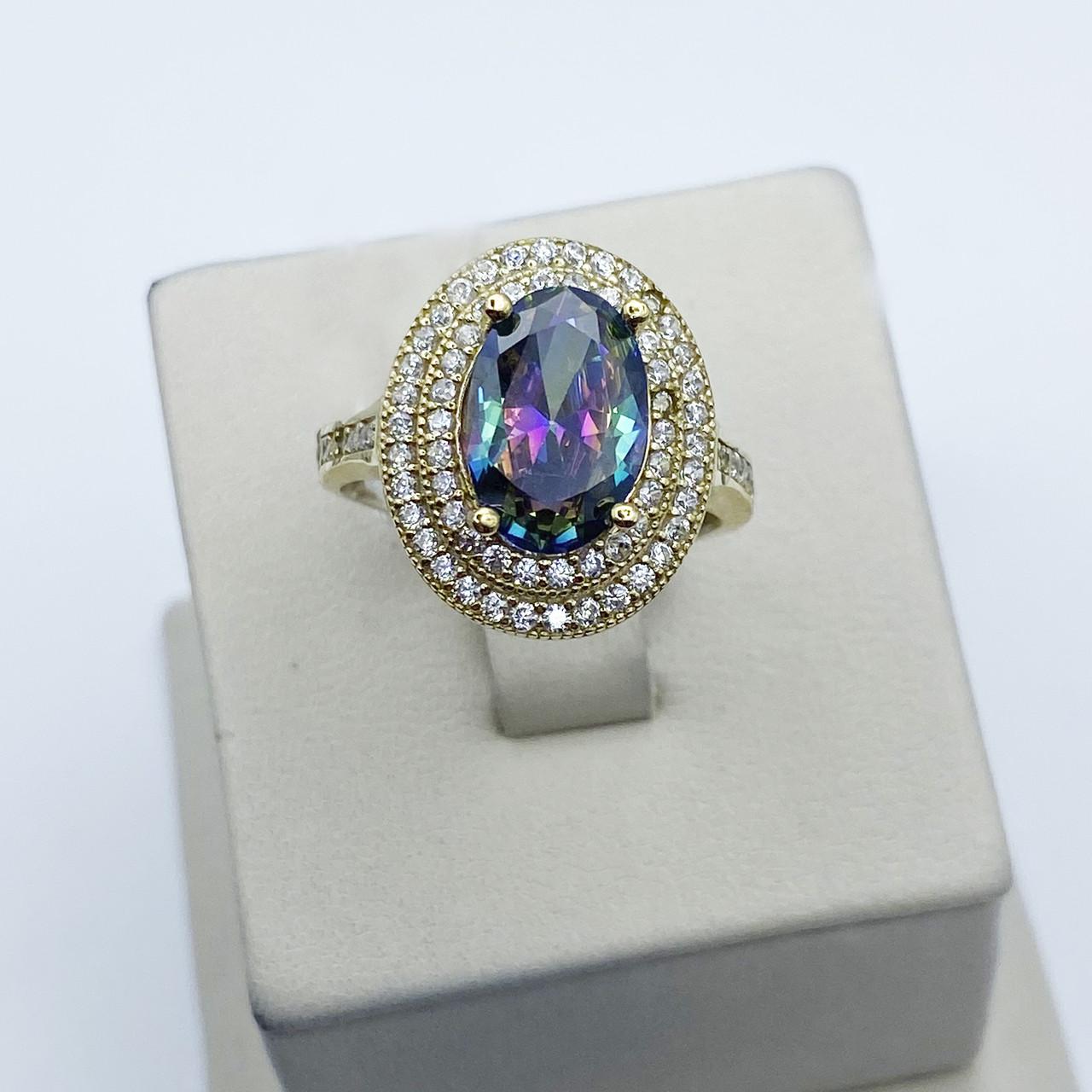 Кольцо серебряное Роксолана с мистик топазом и кубическим цирконием р. 18,5 4,98 г (2046601881)