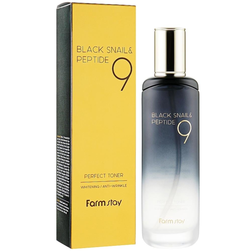 Тонер для лица омолаживающий Farmstay Black Snail & Peptide 9 Perfect Toner улиточный с 9 пептидами 120 мл (1272359799)