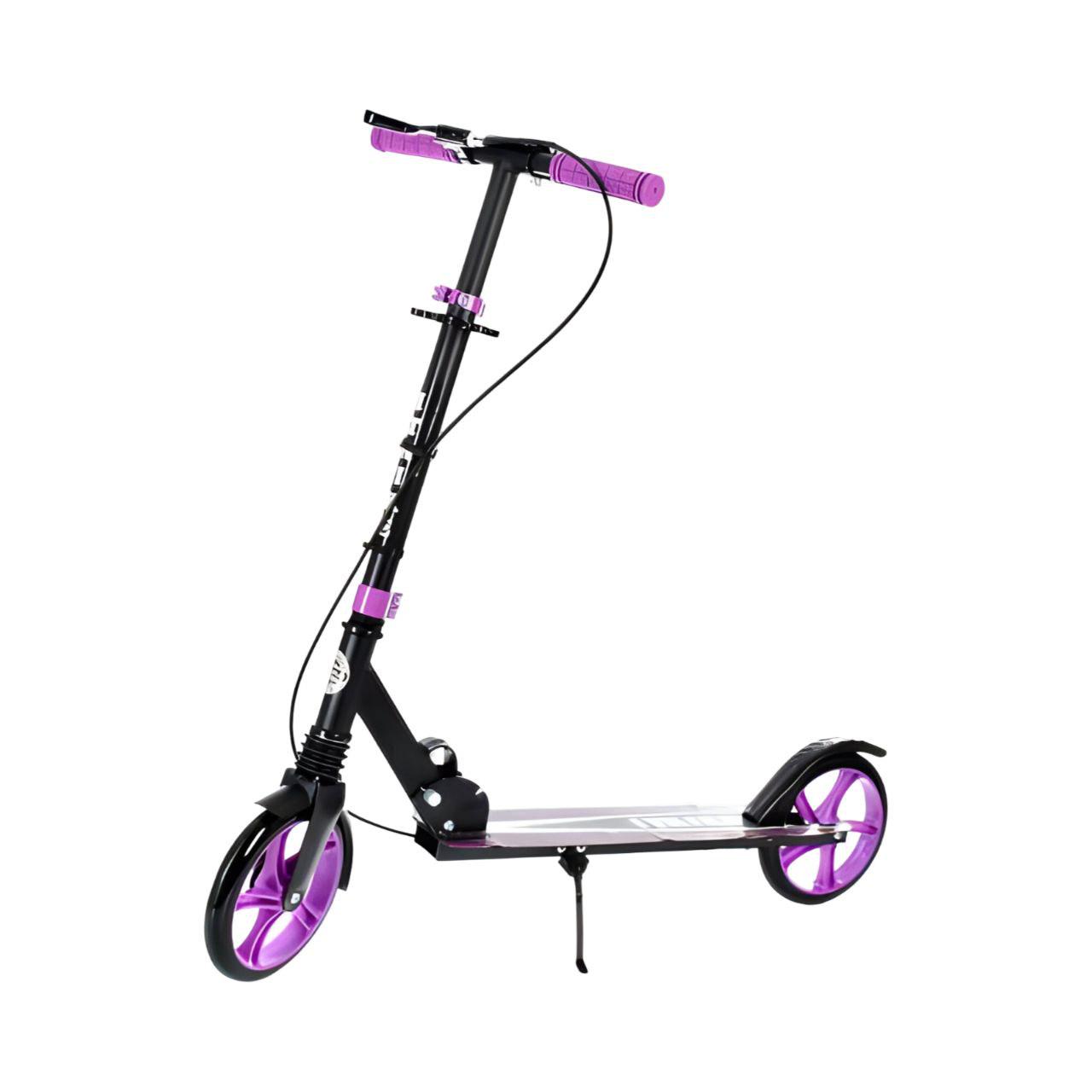 Самокат міський SR 2-049-1-BV дорослий алюмінієвий з підставкою та ручним гальмом Чорно-фіолетовий (26395534)