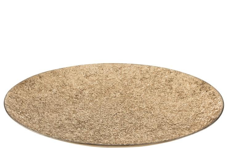 Поднос J-Line круглый металлический со стеклянной крошкой 46 см Золотой