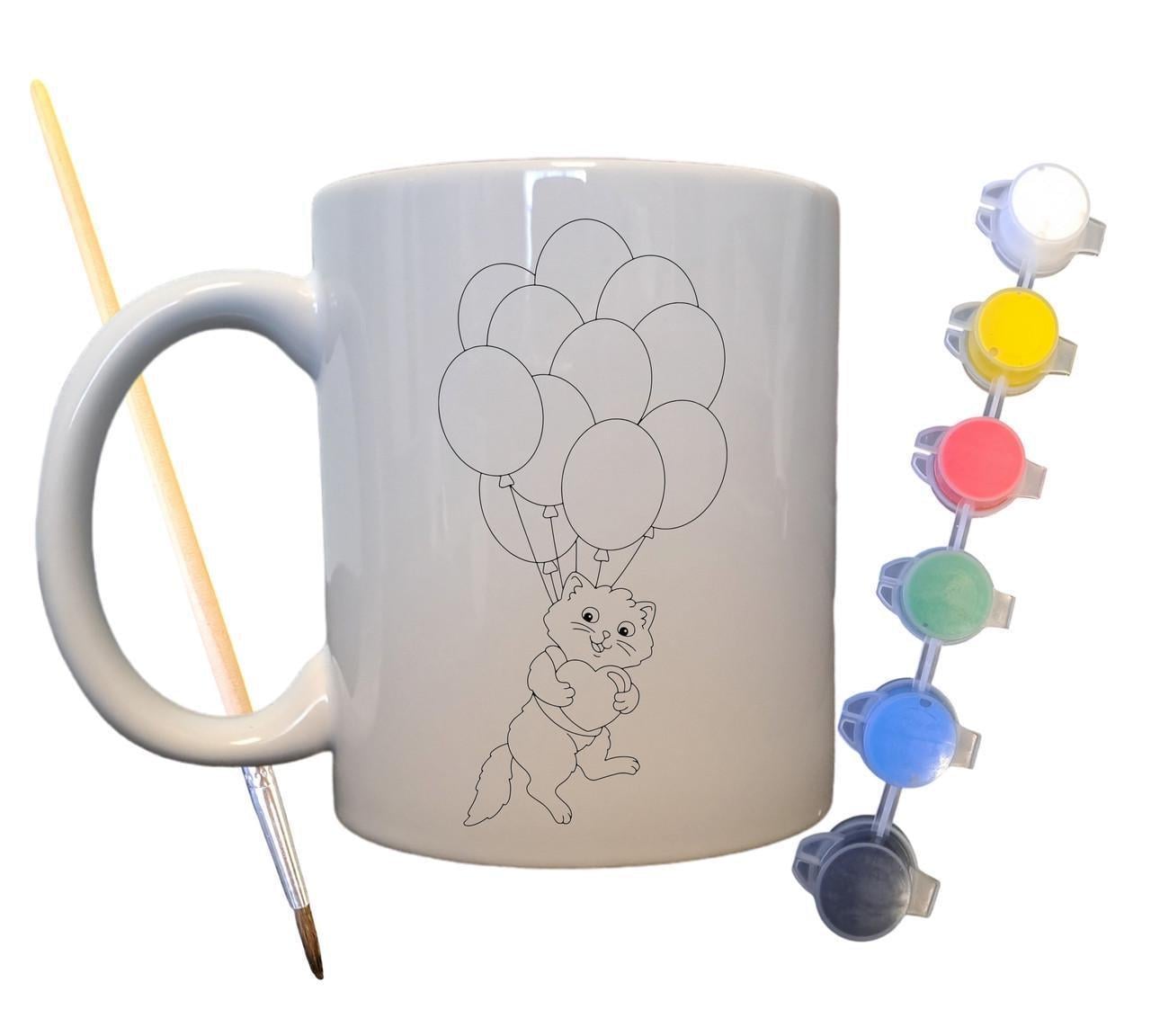 Набор для творчества кружка раскраска Котенок на воздушном шарике 330 мл Белый (КР0070)