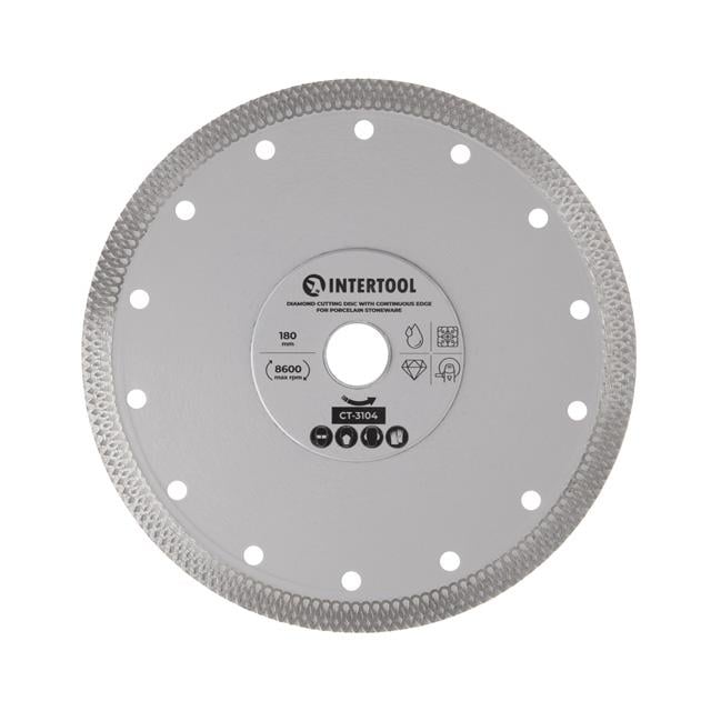 Диск алмазный отрезной Intertool CT-3104 со сплошной кромкой 180 мм по керамограниту