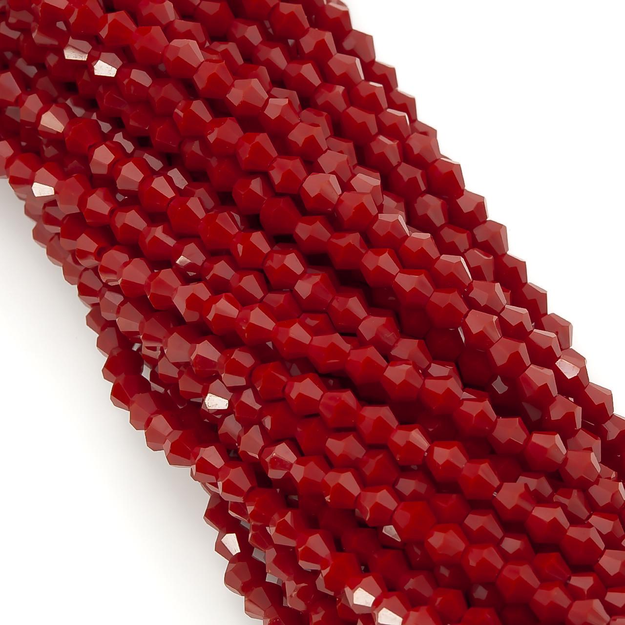 Бусины хрустальные Биконус 4х4,2 мм 95 шт. непрозрачный Бордовый (БИ0004к40) Бусины хрустальные Биконус 4х4,2 мм 95 шт. непрозрачный Бордовый (БИ0004к40)