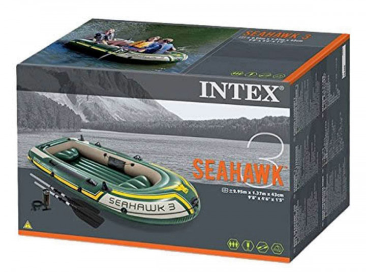 Човен надувний Intex Seahawk 3 Set тримісний з веслами 295х137х43 см (68380) - фото 7