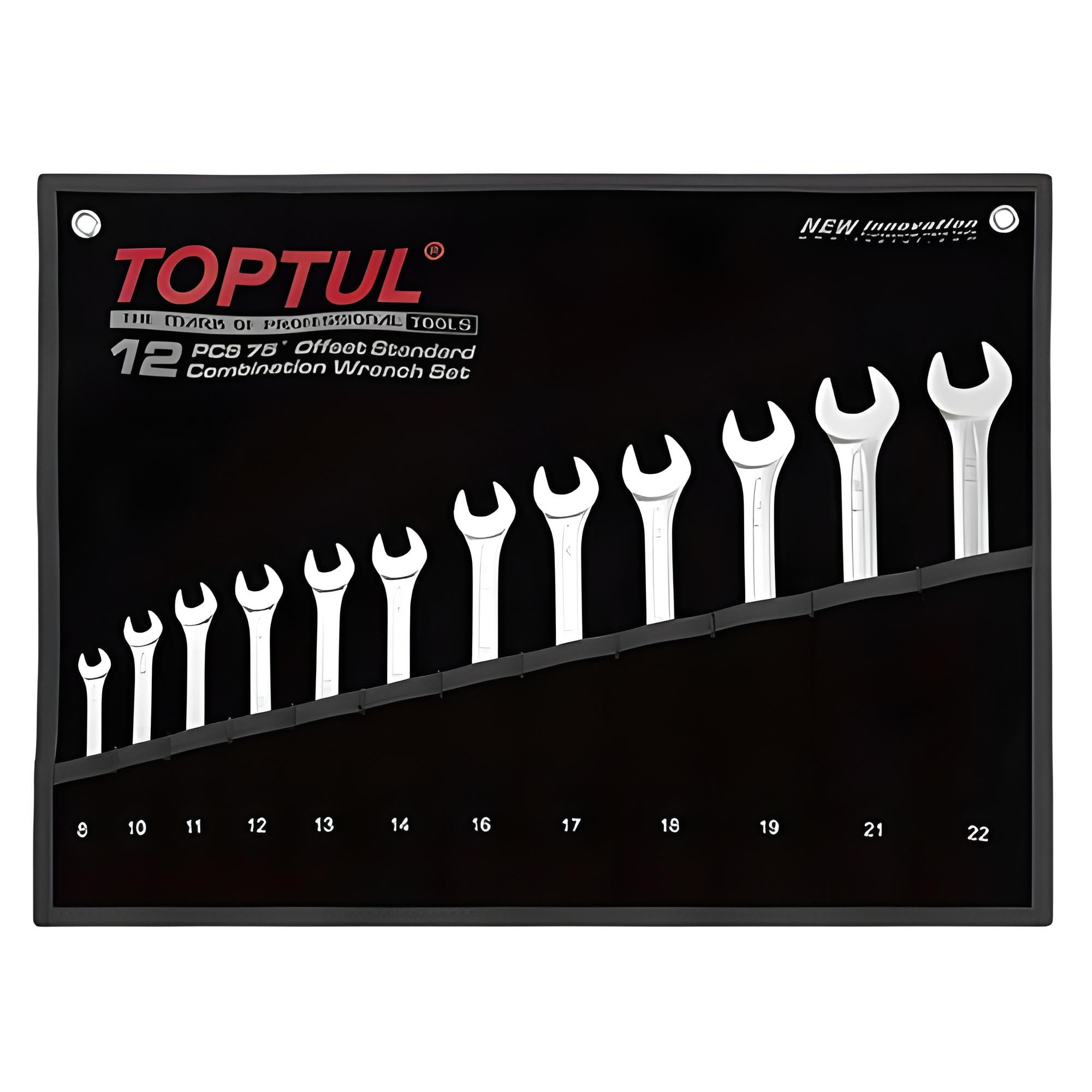 Набор ключей комбинированных в чехле Toptul GPAN1201 12 единиц 8-22 мм Хром (147-112-GPAN1201)