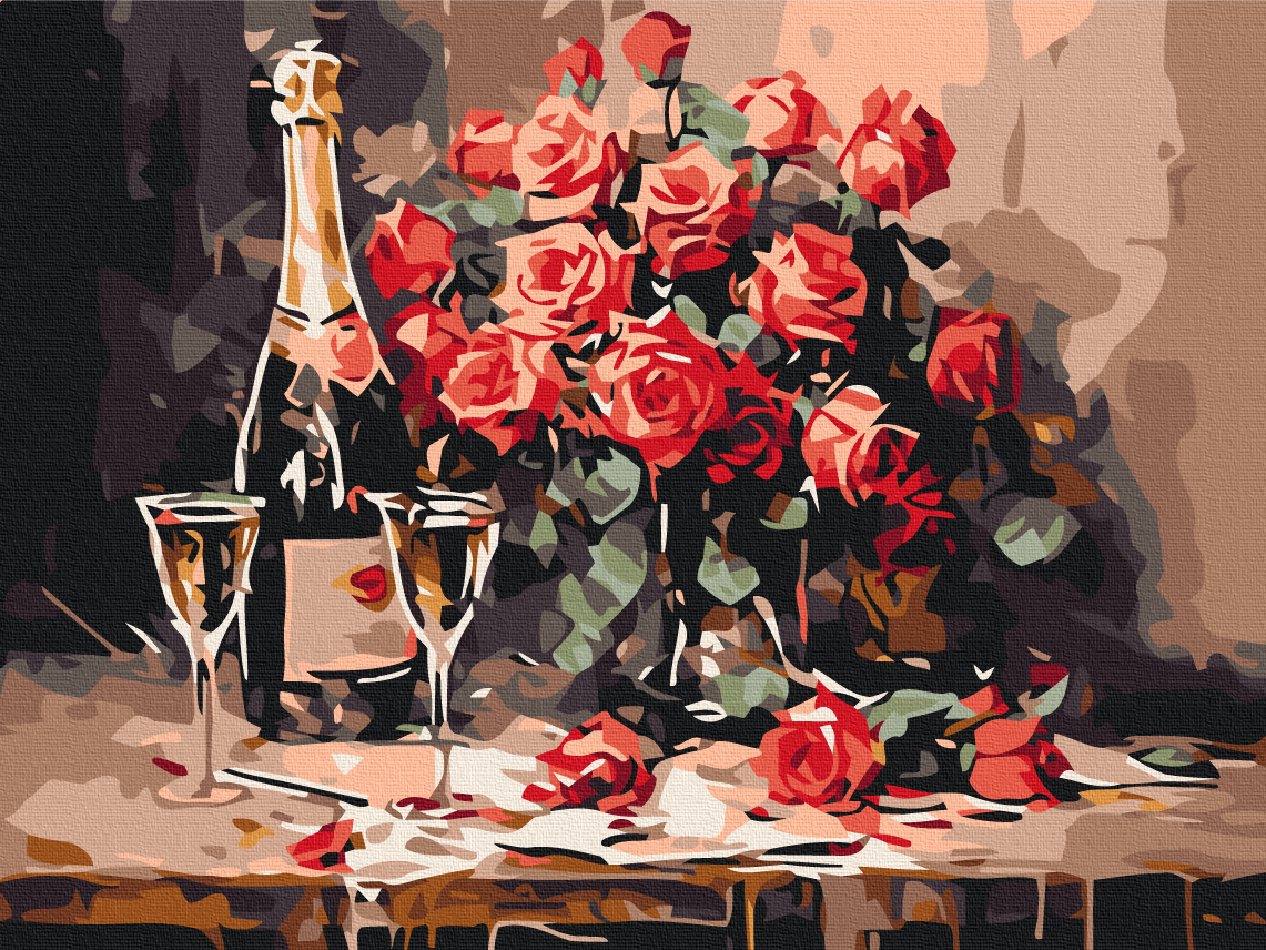 Картина за номерами Brushme Преміум Шампанське на двох 40x50 см (PBS53882)