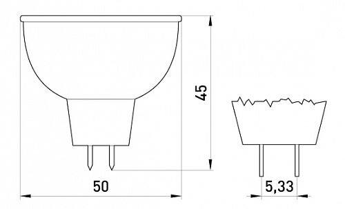 Лампа галогенная E.NEXT e.halogen.mr16.g5.3.12.50 рефлекторная 50W 12V 976lm 3000K G5.3 DIM 45x50 мм (l004011) - фото 2