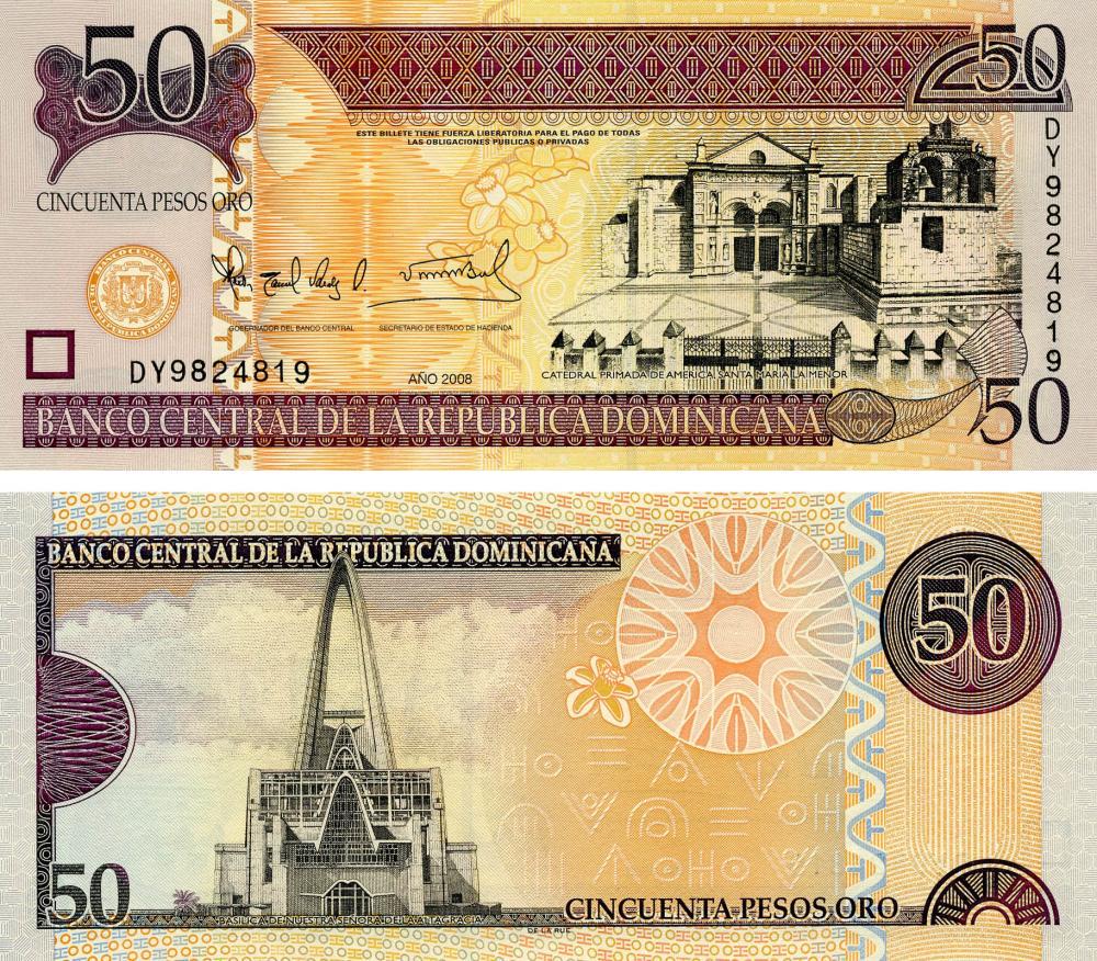 Коллекционная банкнота Доминикана 50 песо 2008 UNC P176 (Б13509)