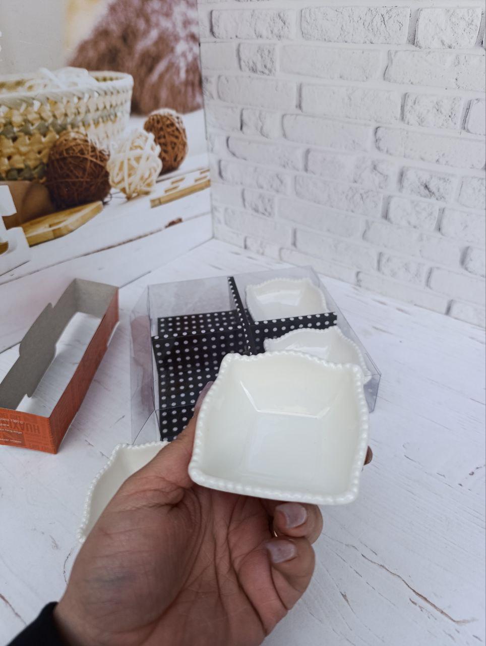 Набор соусниц Stenson фарфор 16х16х4 см 4 шт. Белый (R90554) - фото 3