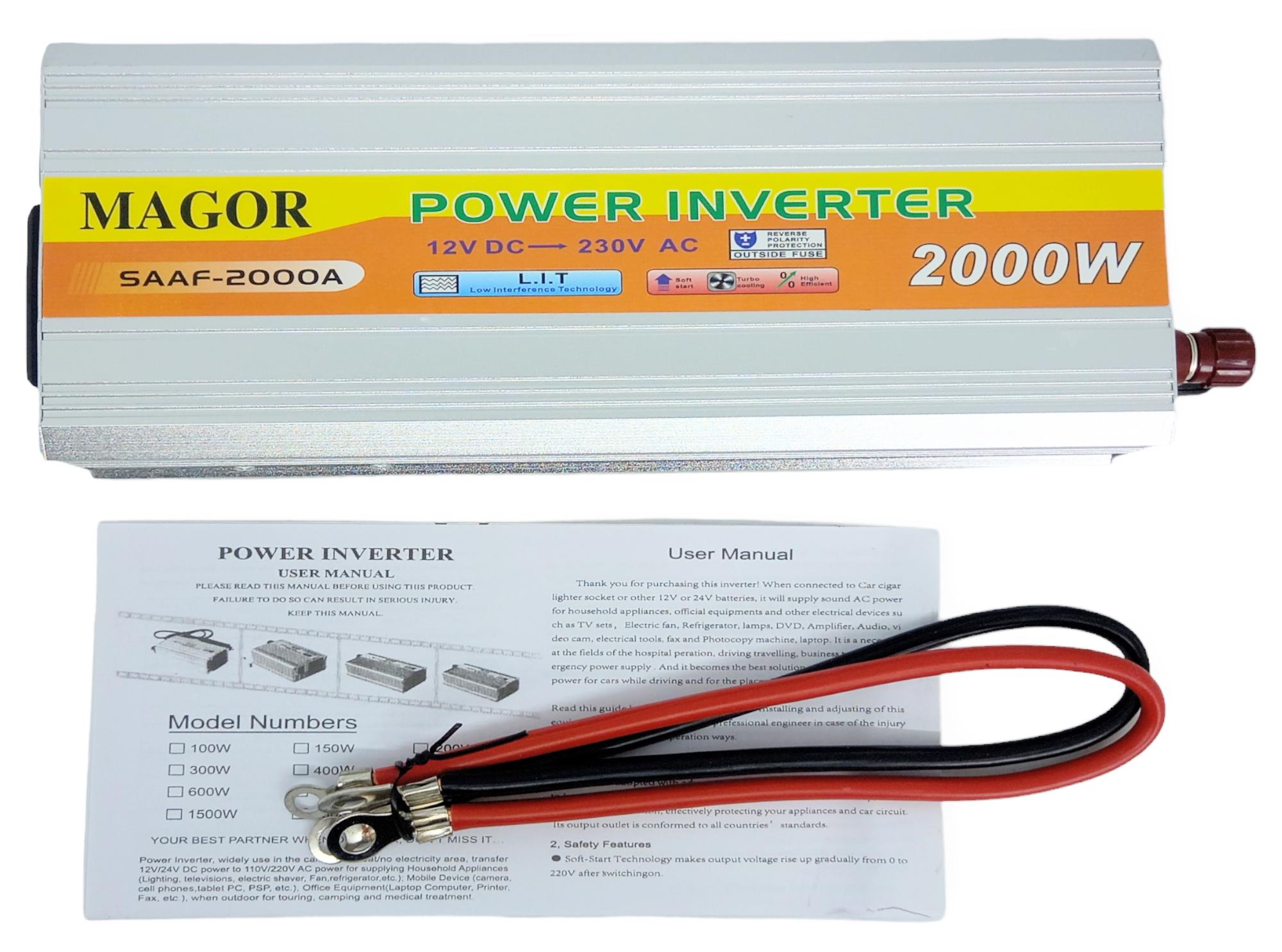 Инвертор мощный Magor 2000W 12V-220V апроксимированная синусоида преобразователь напряжения - фото 3