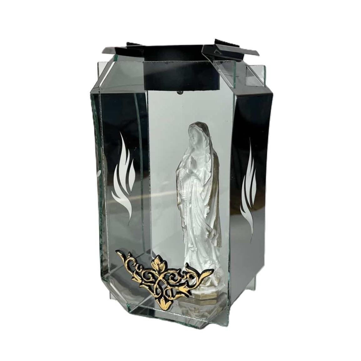 Лампадка на солнечной батарее с образом Божией Матери на кладбище с LED стекло и нержавеющая сталь.