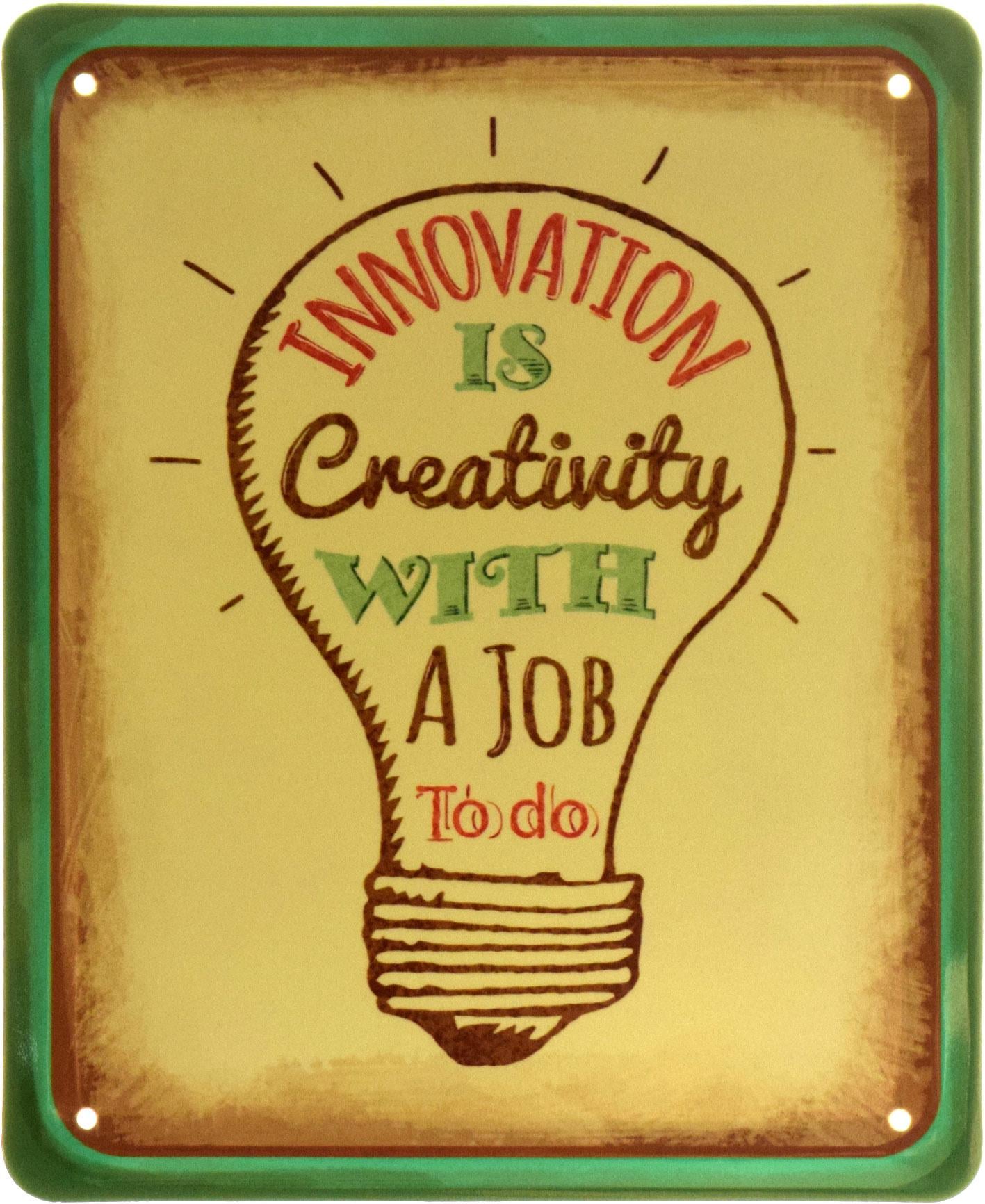 Табличка металлическая "Innovation Is Creativity With A Job To Do" 18x22 см (ms-103843)