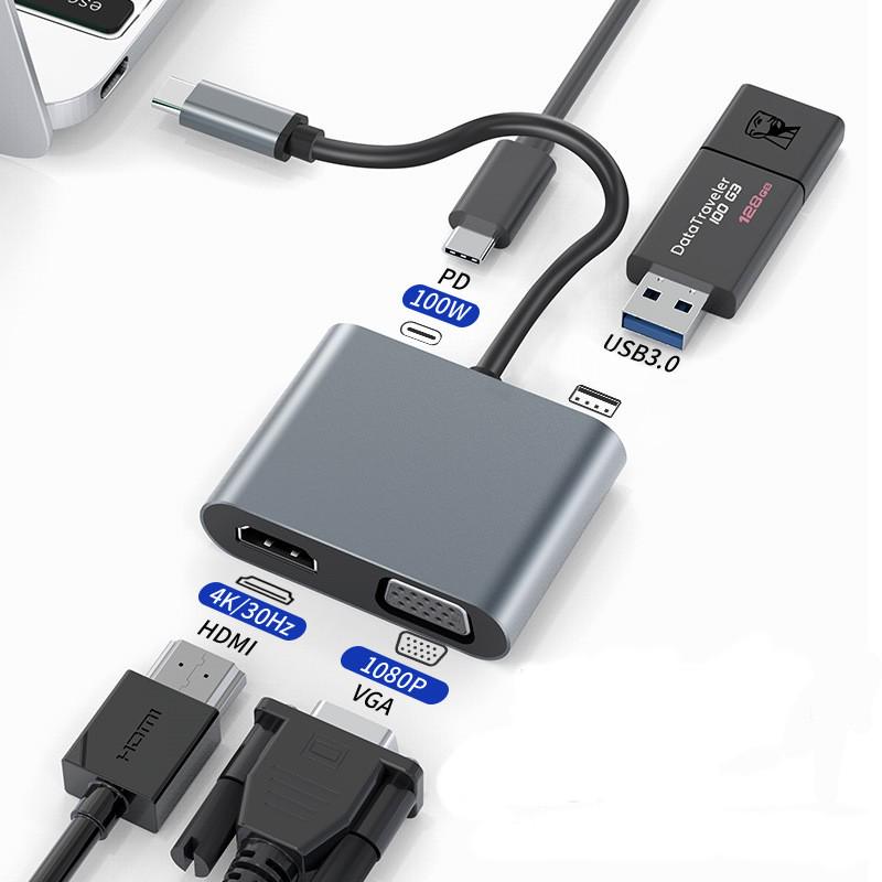 Хаб USB 4в1 для макбука/телефона DP Type C 4k HDMI-PD-USB C-USB 3.0 - фото 7