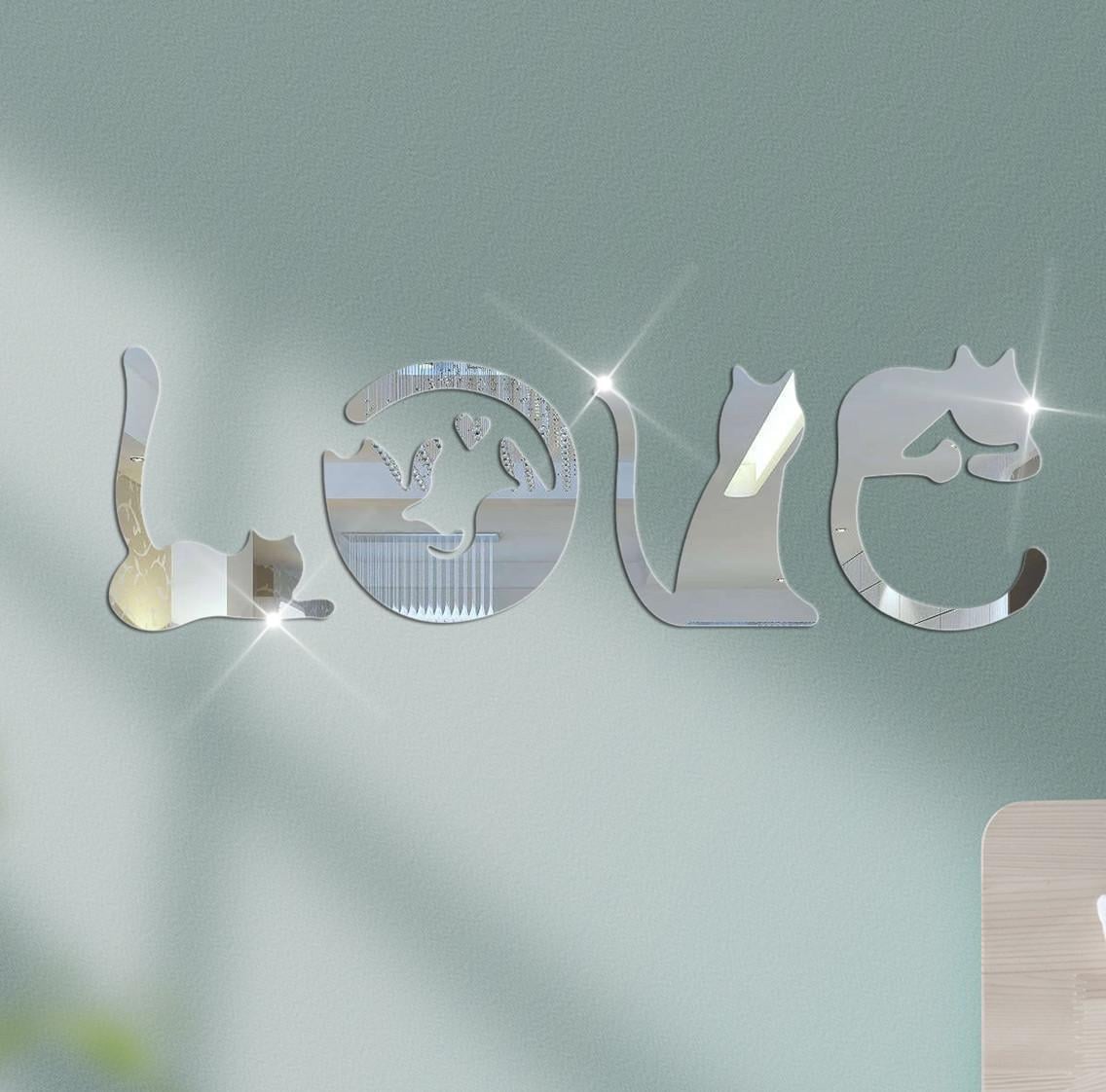 Наклейки зеркальные на стену 4 кошки LOVE (34968405)