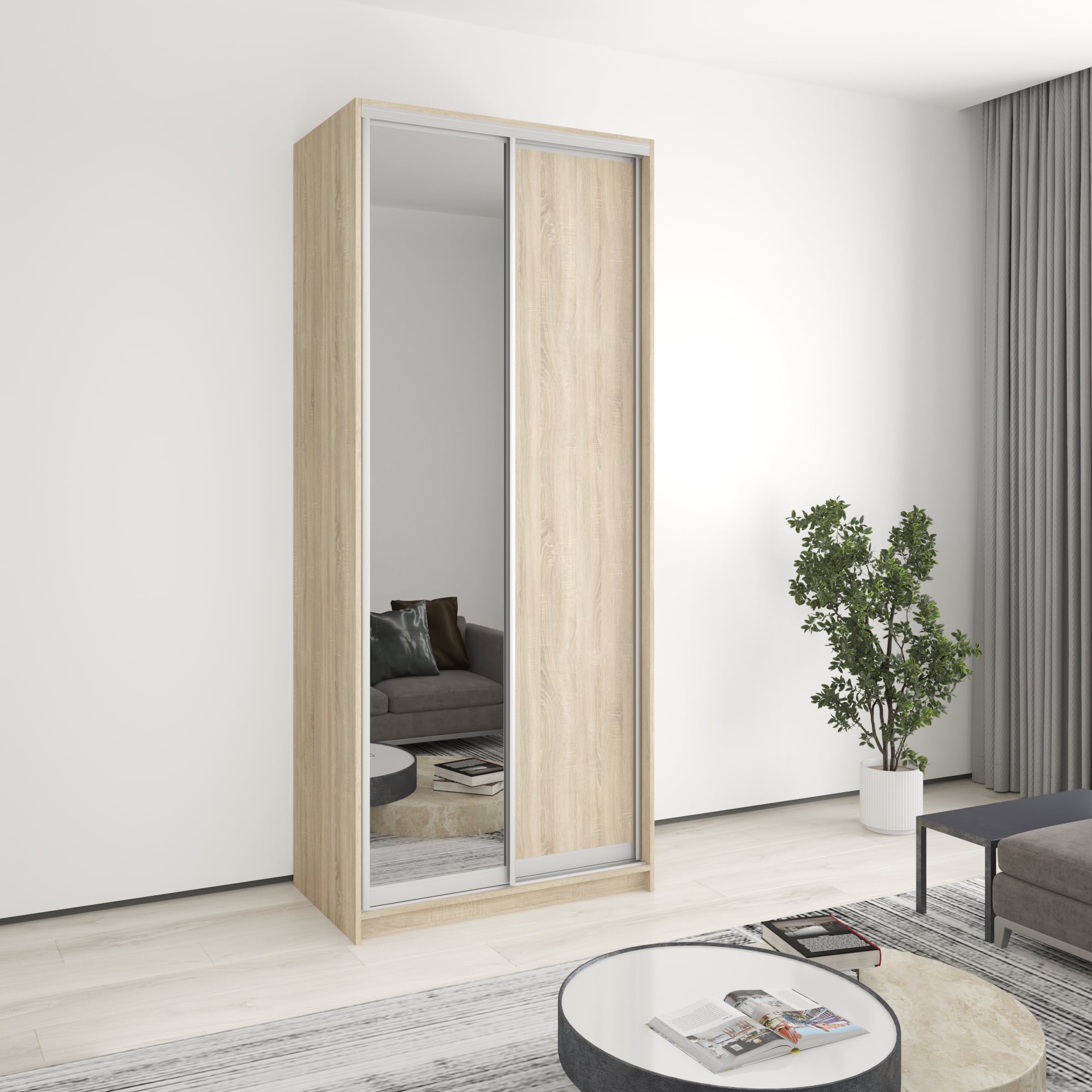 Шкаф-купе двухдверный Mebel Star Стандарт AL MBS-3681 100х45х240 см Дуб сонома (1004865)