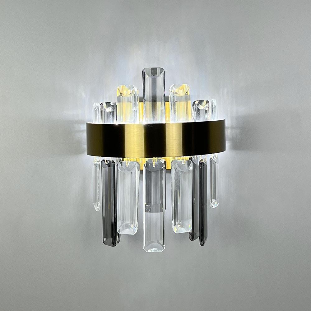 Бра с прозрачным и графитовым хрусталем Латунь (WMJ 210/2 AB+CL)