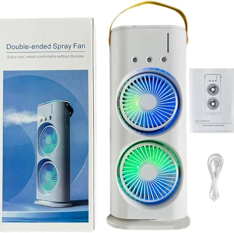 Вентилятор з Led-підсвічуванням Double-ended Spray Fan з пультом Білий (GR-06359)