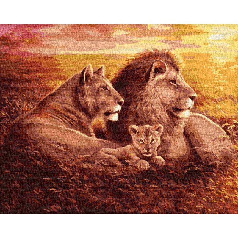Картина по номерам Идейка Лев семья Сергей Лобач 40x50 см (KHO4377)