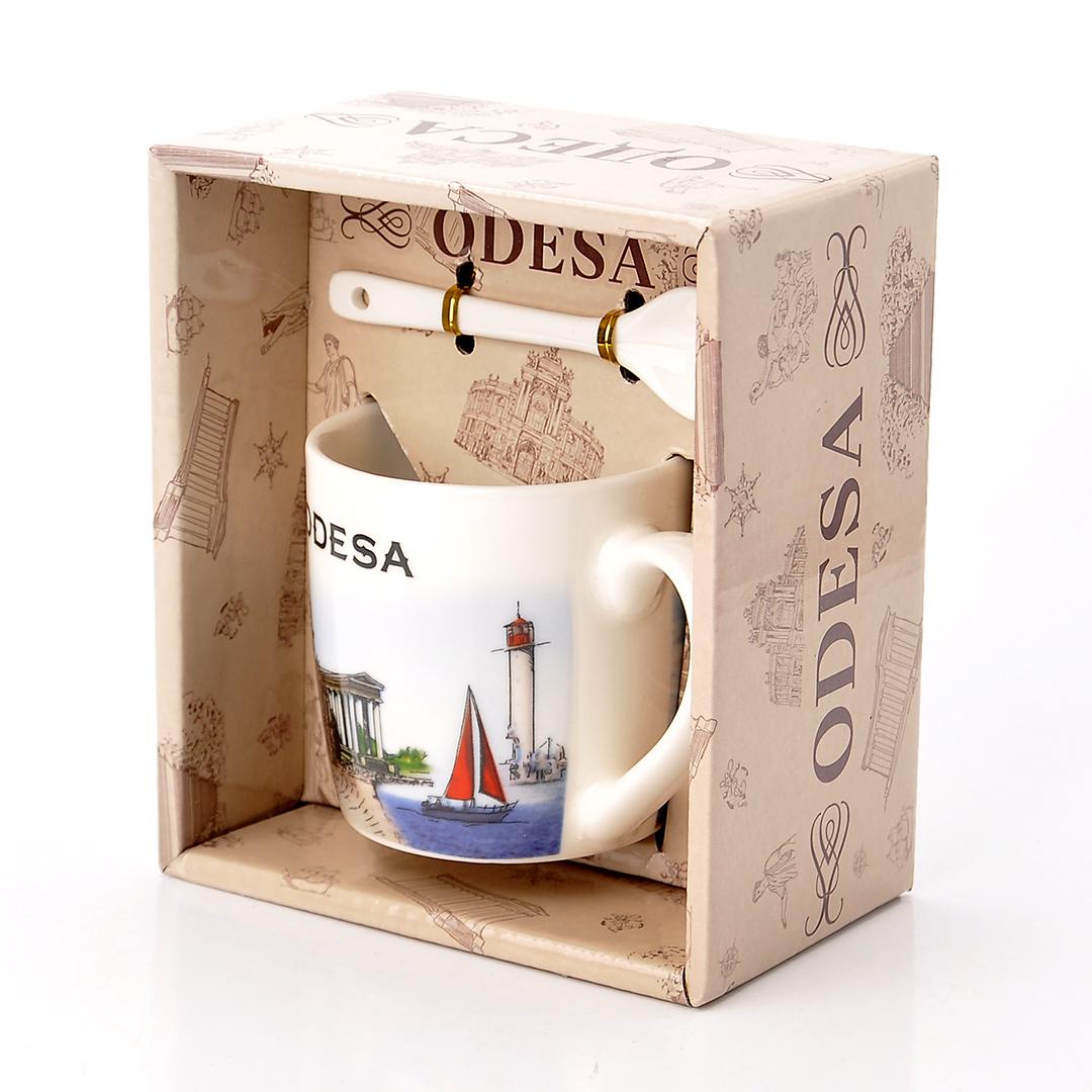 Чашка керамическая с ложкой Одесса в подарочной упаковке №5 - фото 3 Чашка керамическая с ложкой Одесса в подарочной упаковке №5 - фото 3