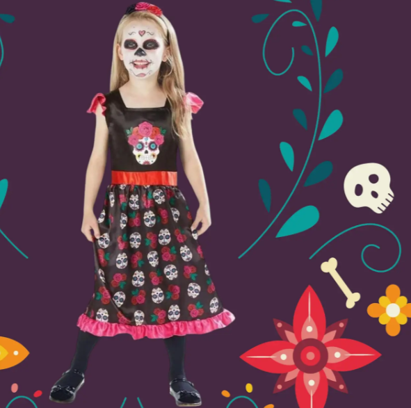 Костюм для Хэллоуин для девочки Черепа 110-116 см Разноцветный (355001) - фото 2 Костюм для Хэллоуин для девочки Черепа 110-116 см Разноцветный (355001) - фото 2