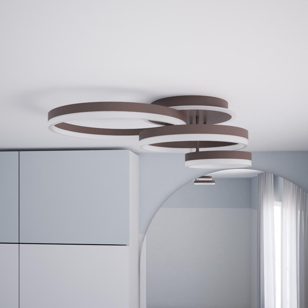 Люстра світлодіодна RINGS з підсвічуванням RGB та пультом 90 Вт Коричневий (5023) - фото 4