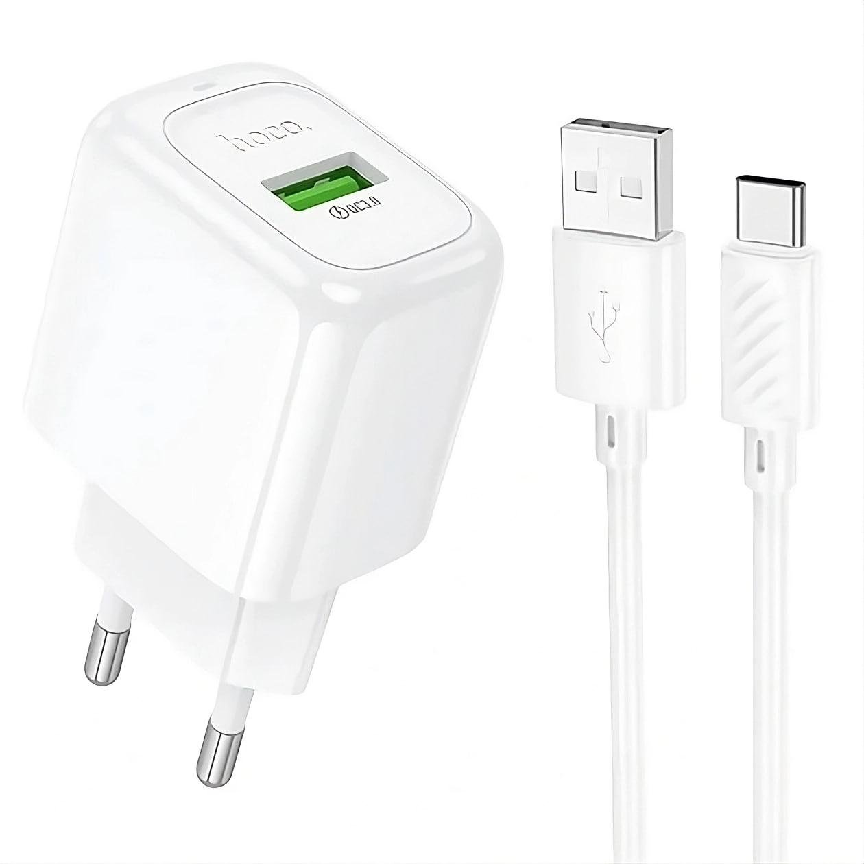Зарядний пристрій мережевий Hoco CS52A QC3.0 18W і кабель Type-C White (28412179)
