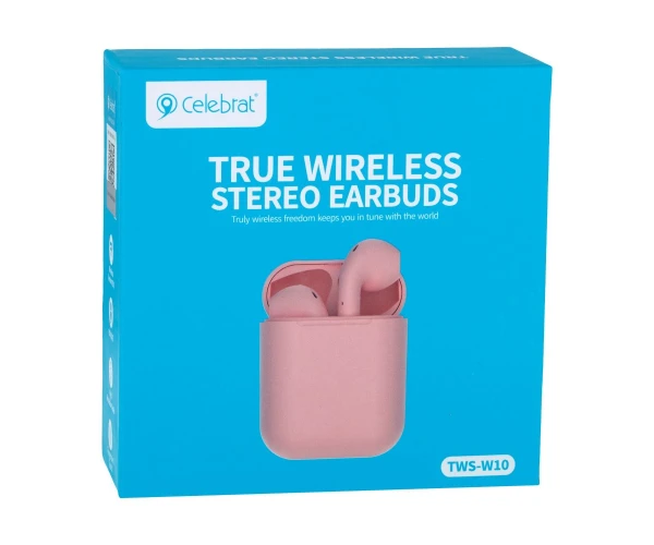 Навушники гарнітура стерео Celebrat TWS W10 Bluetooth Pink - фото 2