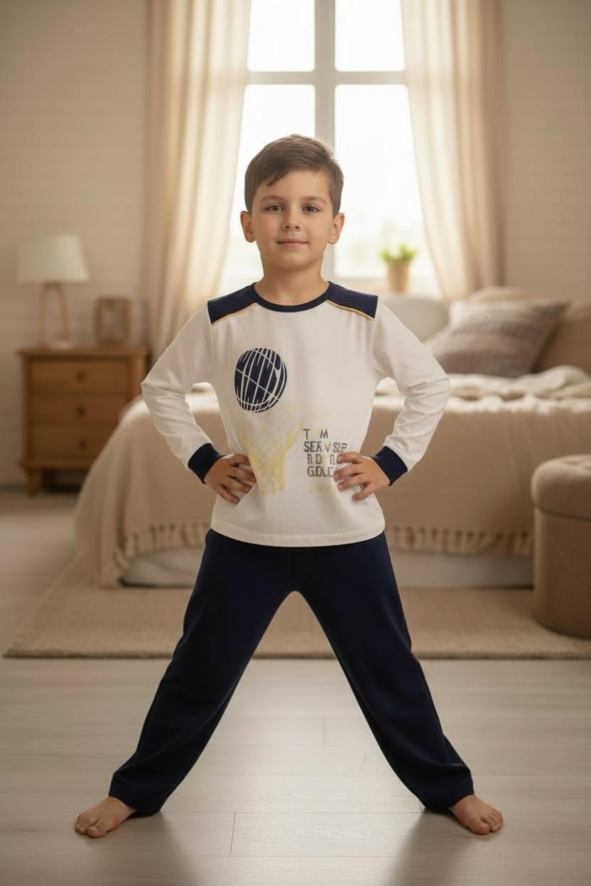 Домашний костюм-пижама для мальчика BAYKAR Basketball р. 4 104-110 см 4-5 лет Молочный (9088-208) Домашний костюм-пижама для мальчика BAYKAR Basketball р. 4 104-110 см 4-5 лет Молочный (9088-208)