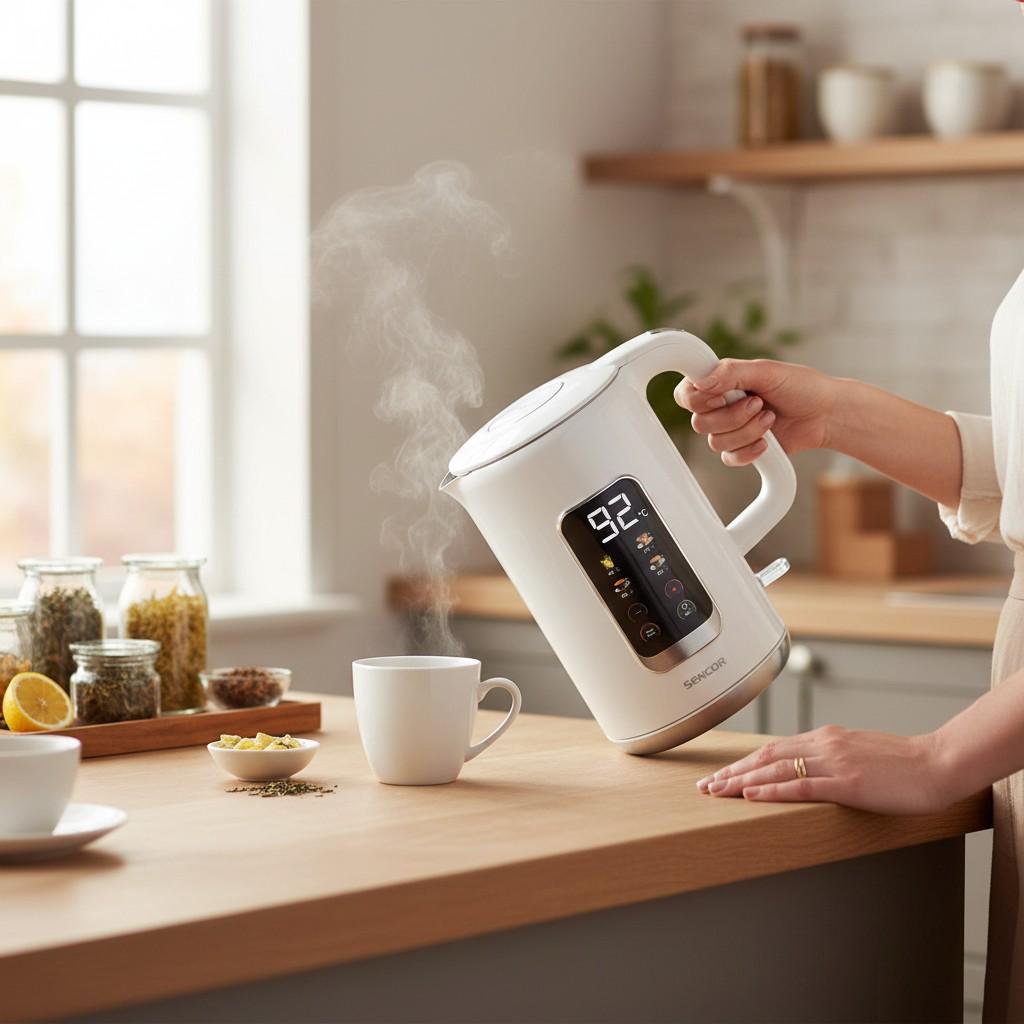 Електрочайник з регулюванням температури Sencor з LED-дисплеєм та сенсорним керуванням 1,7 л Білий (SWK0950WH) - фото 4 Електрочайник з регулюванням температури Sencor з LED-дисплеєм та сенсорним керуванням 1,7 л Білий (SWK0950WH) - фото 4