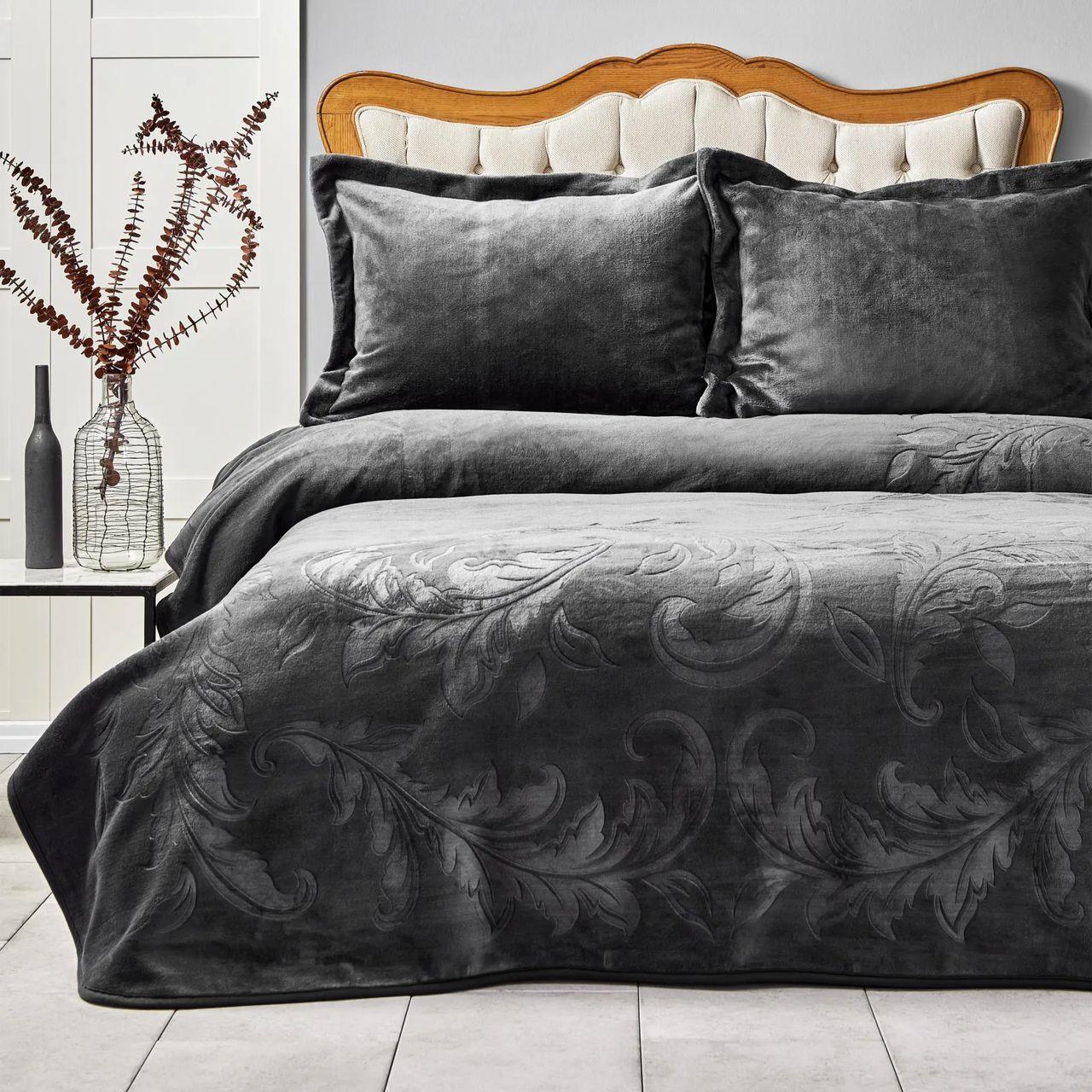 Покривало з наволочками Karaca Home Madelin antrasit 200х220 Антрацит (svt-2000022300704)