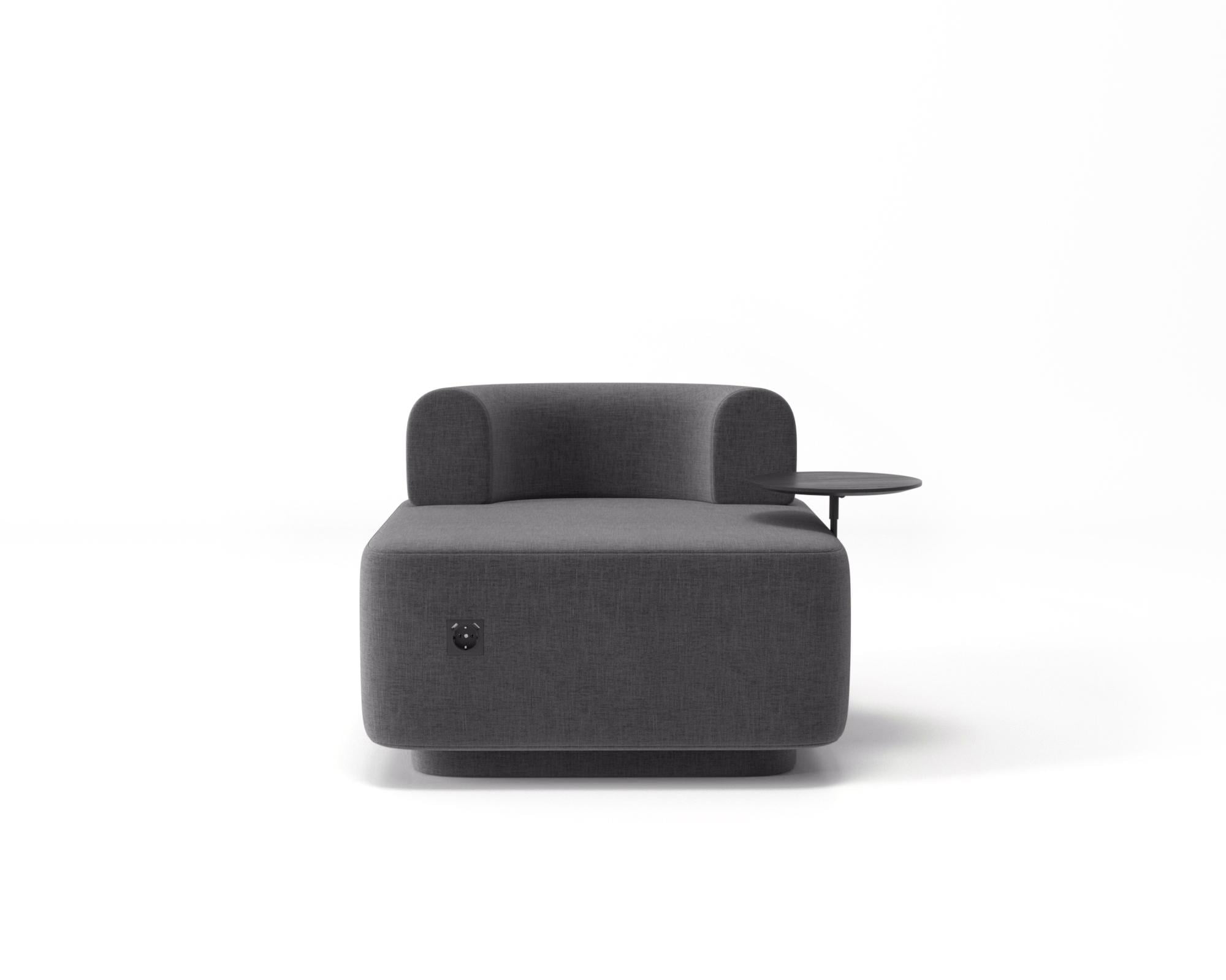 Крісло модульне Plump зі столиком та зарядкою USB 80x80x65 см Сірий (0019)