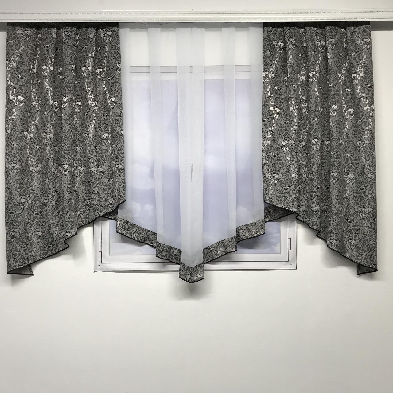 Занавеска с ламбрекеном ALBO 250x180 см Серый