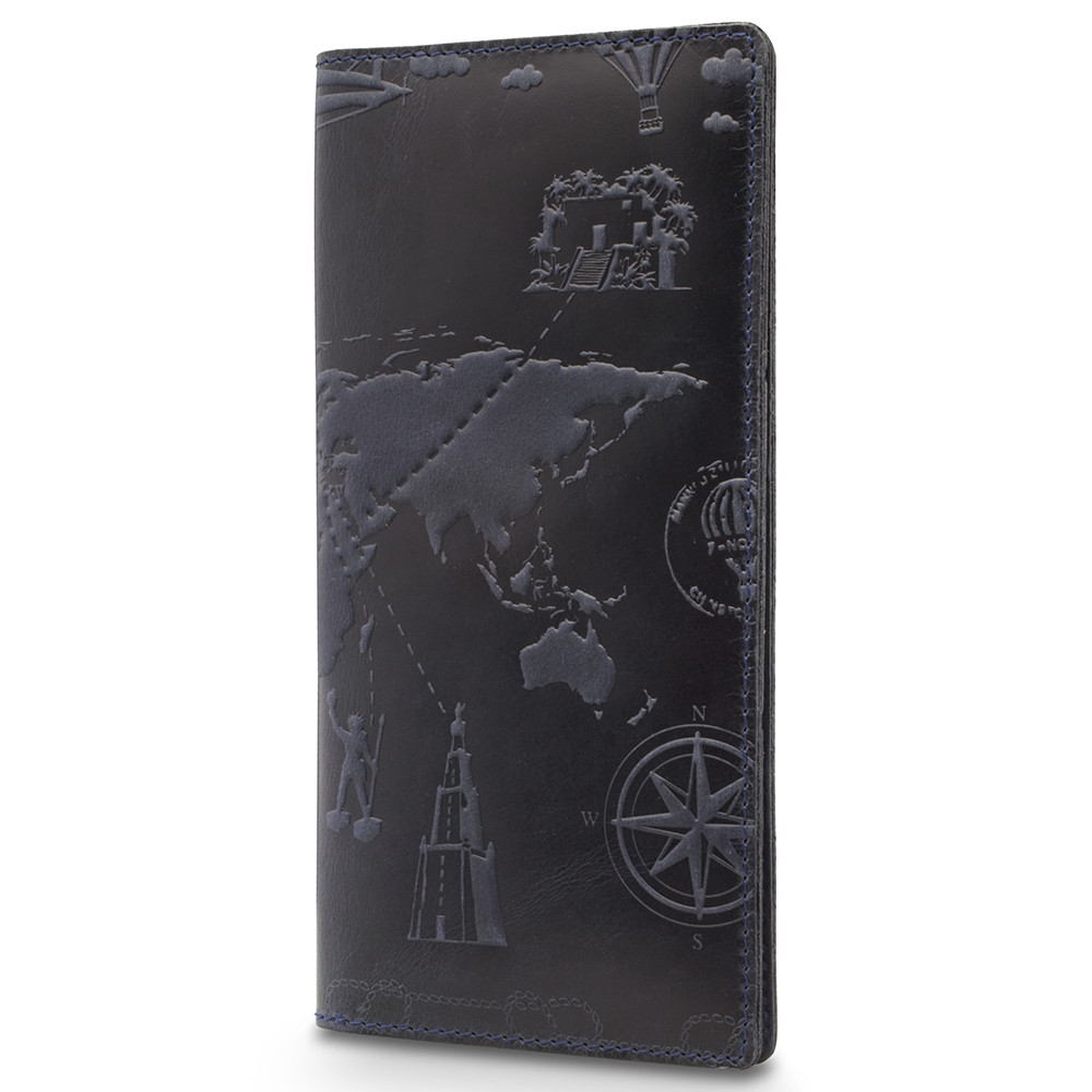 Кошелек 7 Wonders of The World из натуральной кожи и художественным тиснением Синий (WP-03-S19-4013-T002)