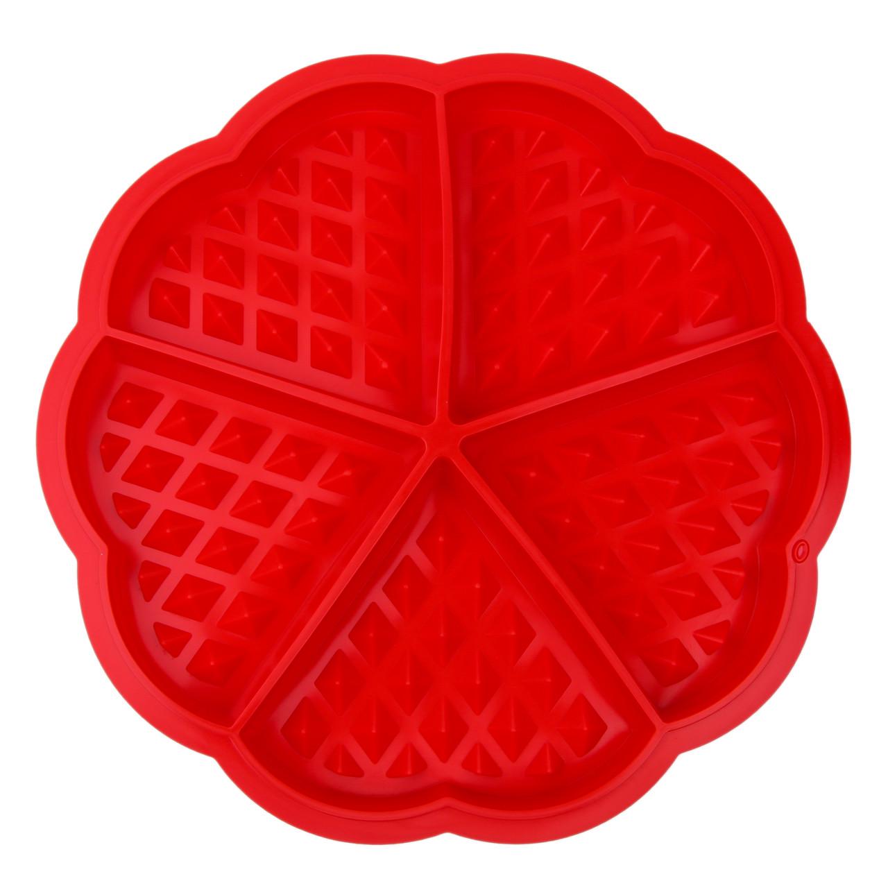 Форма силіконова для випічки Вафель у формі Серця 18 см Червоний (2356744415) - фото 2