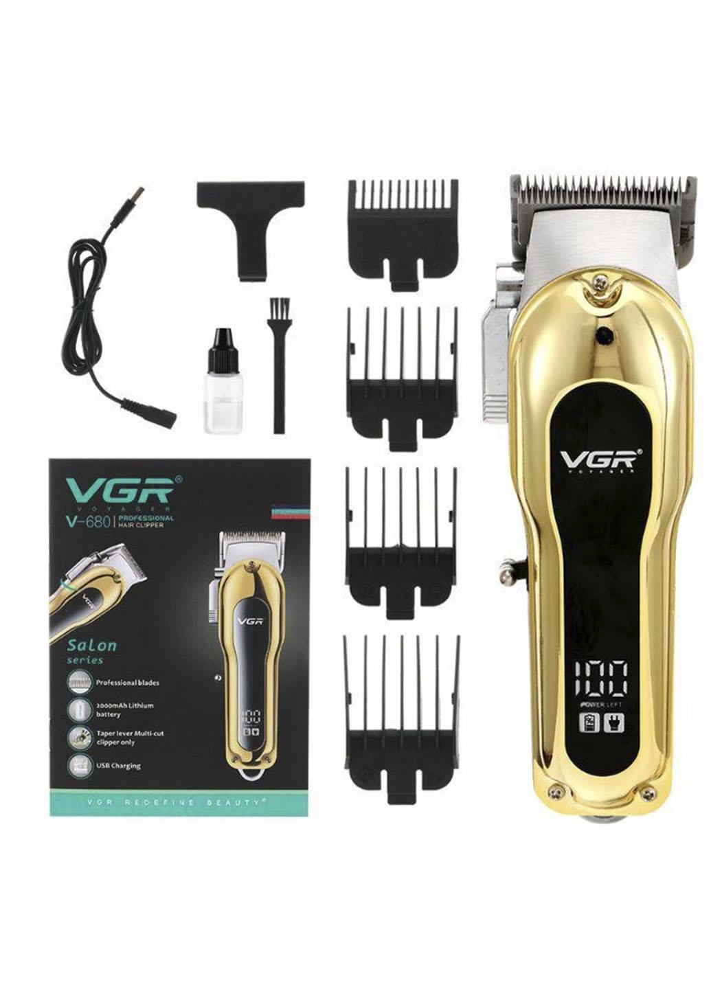 Машинка для стрижки волосся VGR V-680 з Led дисплеєм рівня заряду Золотистий (680999)