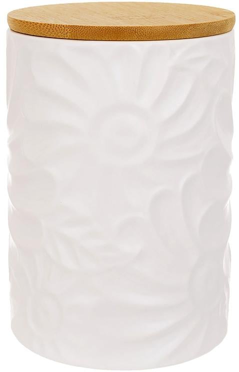 Банка керамическая для сыпучих продуктов Merceyl в цветок 700 мл матовая Белый