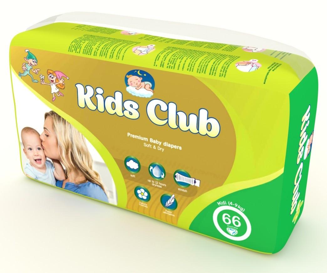 Підгузки дитячі Kids Club р. 3 Midi 4-9 кг 66 шт. (1633432291)