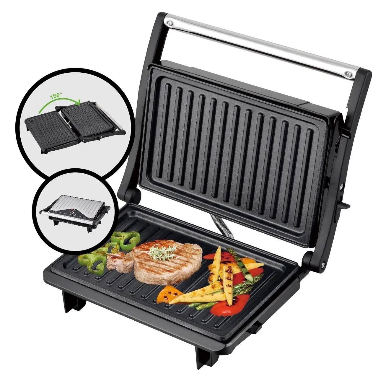 Гриль бутербродница контактный Kingberg Electric Grill с антипригарным покрытием 1500 Вт Черный - фото 9