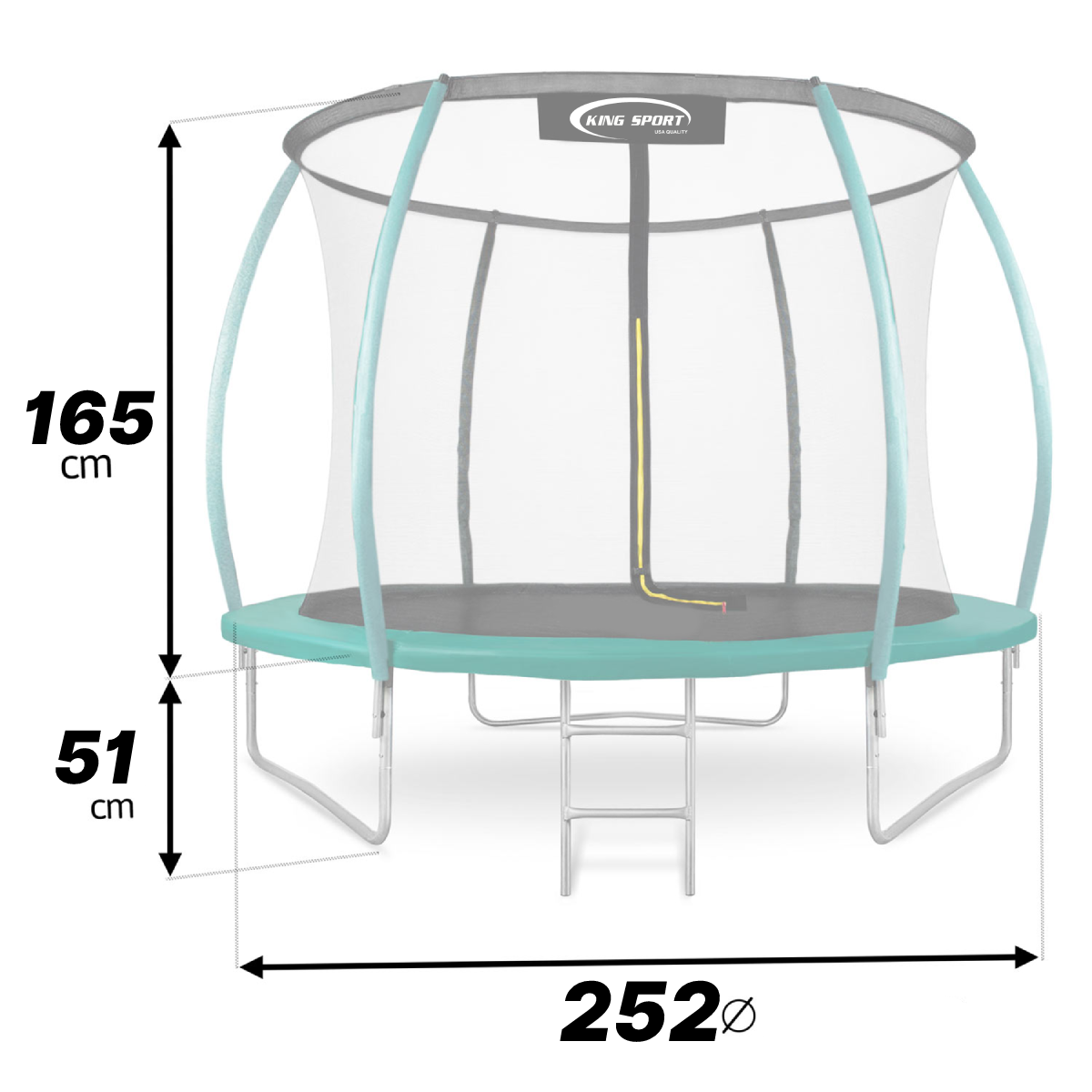 Батут King Sport PRO c внутренней сеткой и лестницей 252 см (7907063) - фото 4