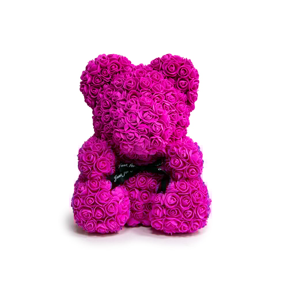 Медвежонок из искусственных роз 38 см Темно-розовый (1008336-Pink2)