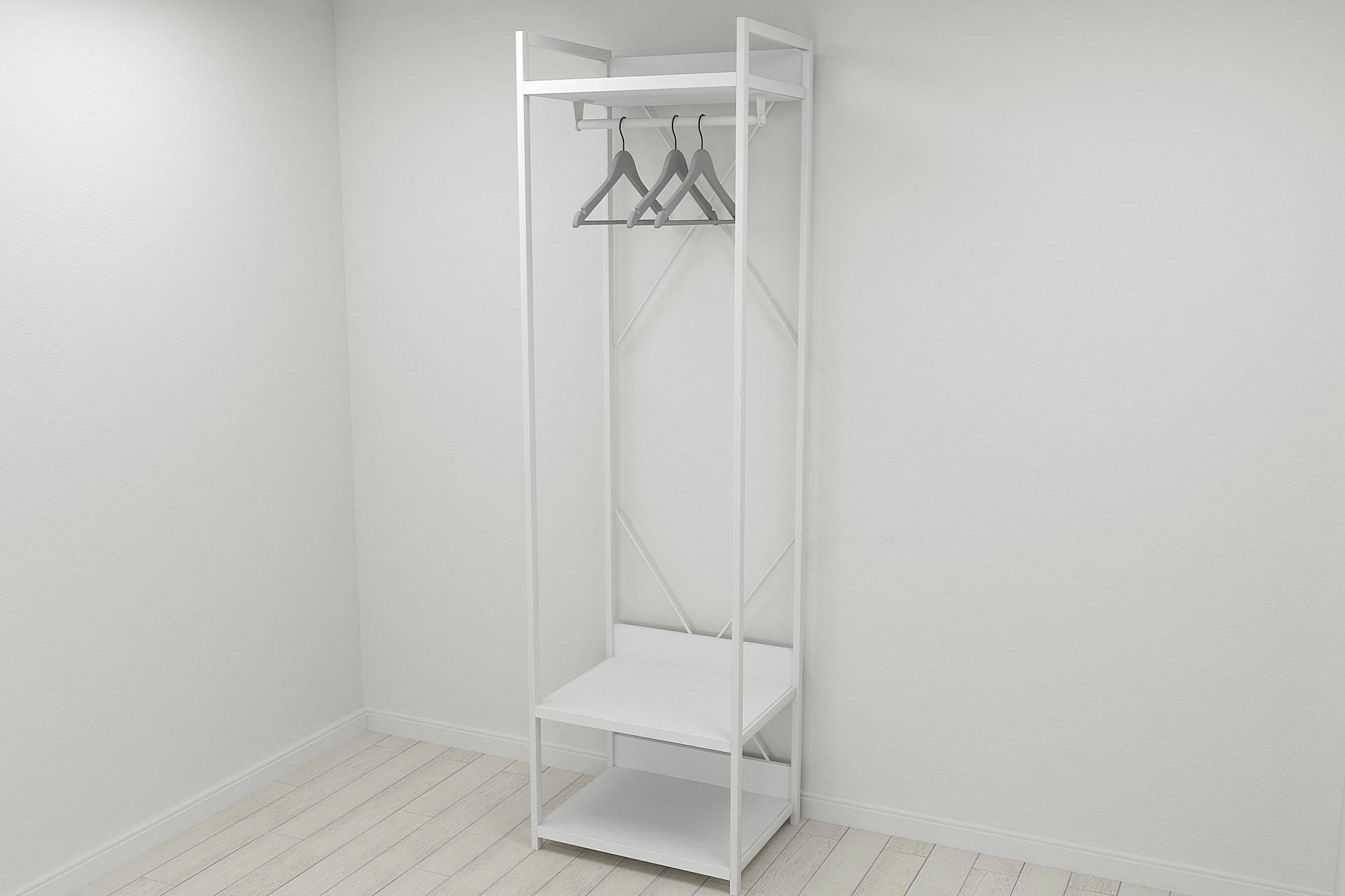 Шкаф гардероб уни секция 1 серии Конект Ferrum-decor 220x60x50 см металл Белый/ДСП Белый (SHG015)