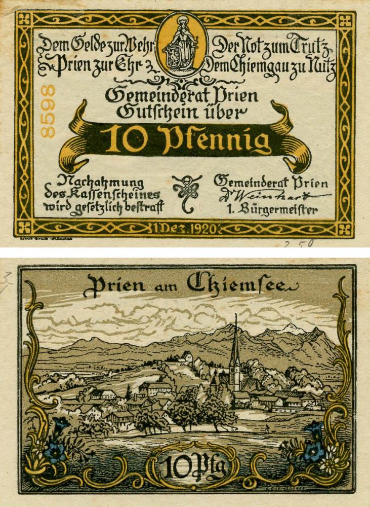 Колекційна банкнота Німеччина Нотгельд 10 пфеннігів 1920 F-VF Гемайндерат (Б18895)