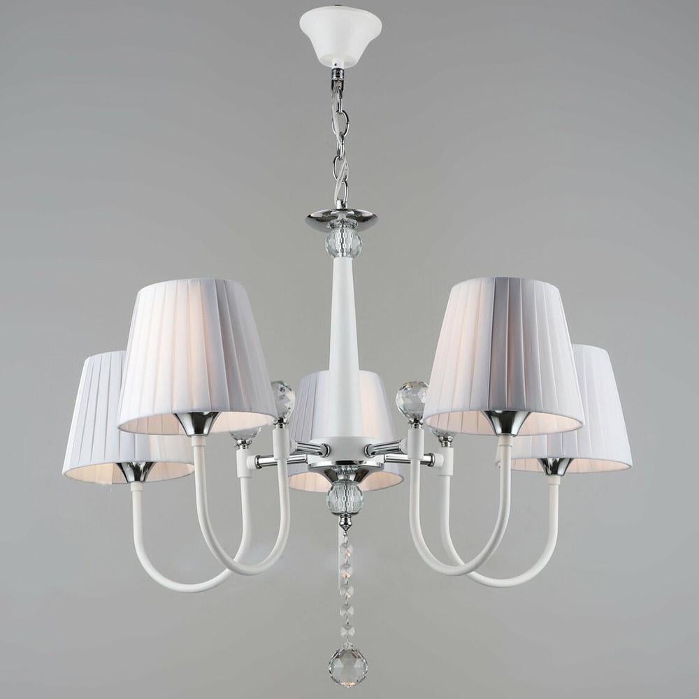 Люстра подвесная с абажуром Light House SRS-19646/5 WT+CR Белый/Хром