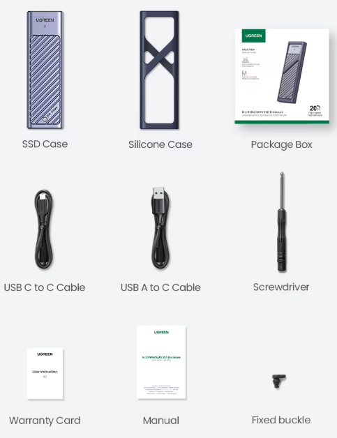 Кишеня зовнішня UGREEN CM559 20Gbps M.2 NVMe SATA SSD to USB3.2 Gen 2 - фото 5